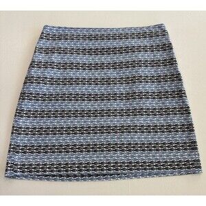 Talbots Skirt 14 Fish Print Cotton Spandex Nautical Beach White Blue Black